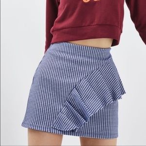 Topshop Blue checkered gingham mini skirt NWOT